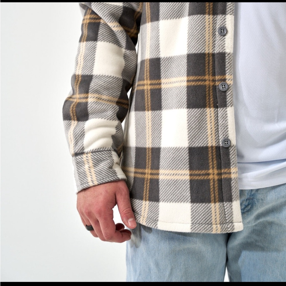 BURLEBO Shacket Coyote Plaid Button Down Shirt - Picture 4 of 7